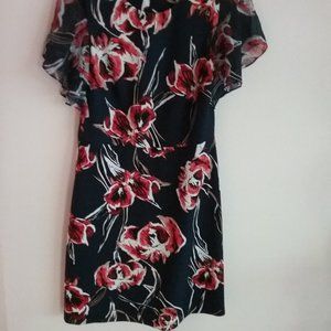 Ivanka Trump Women's Floral Scuba Crepe Short Sleeve Dress